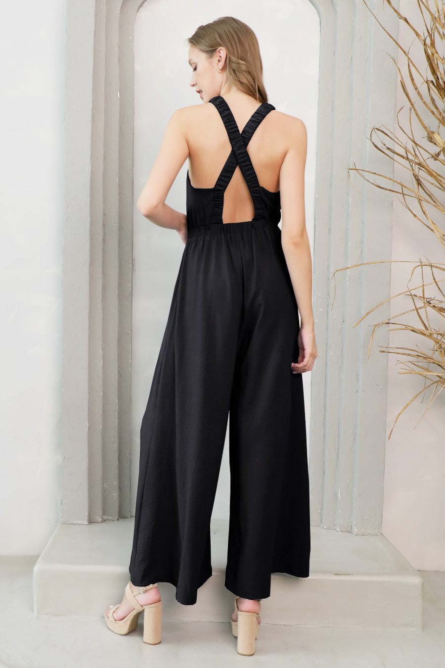 Elastic Strap Wide Leg Jumpsuit