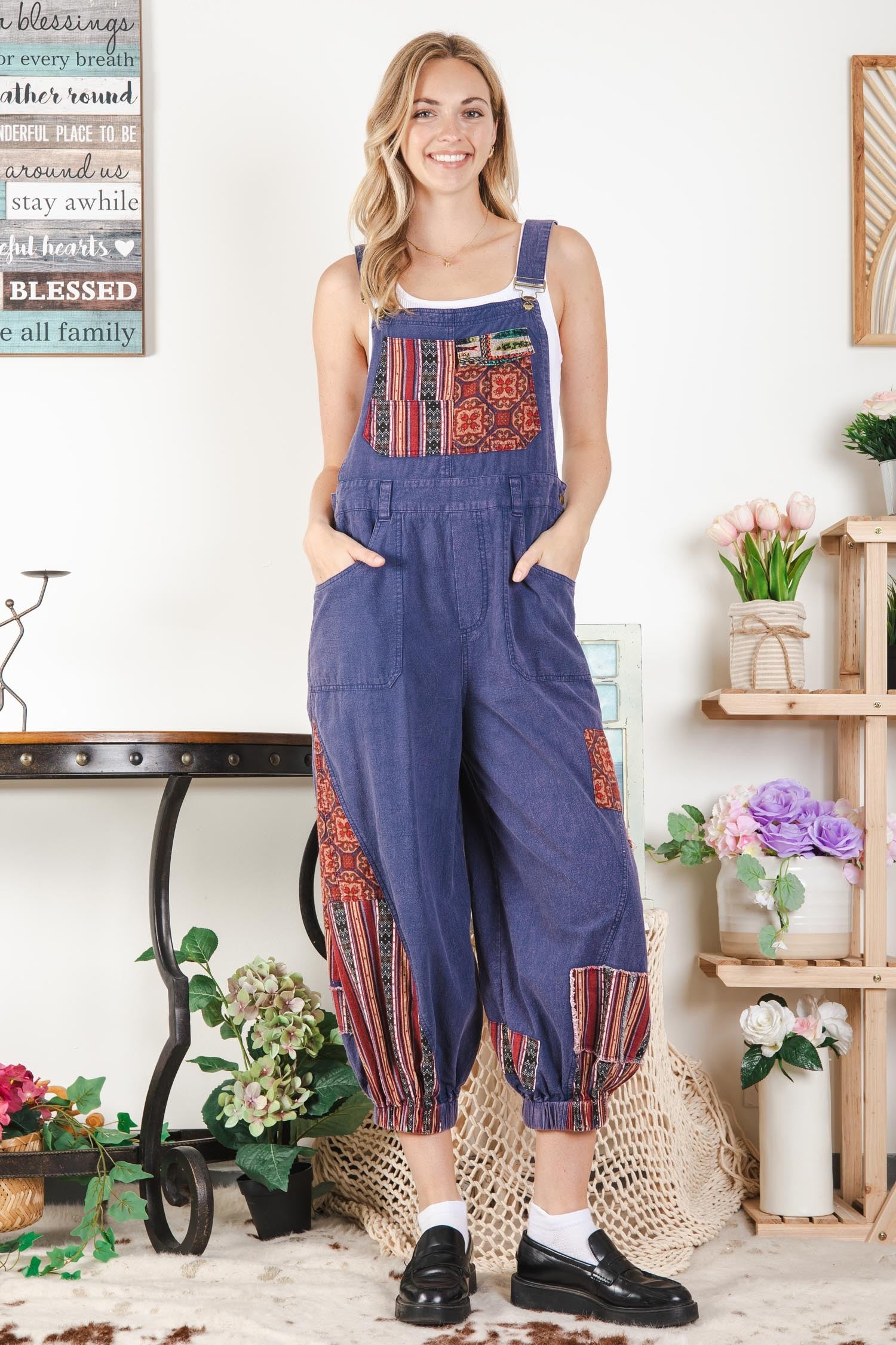 Overall Pants W Patch Contrast