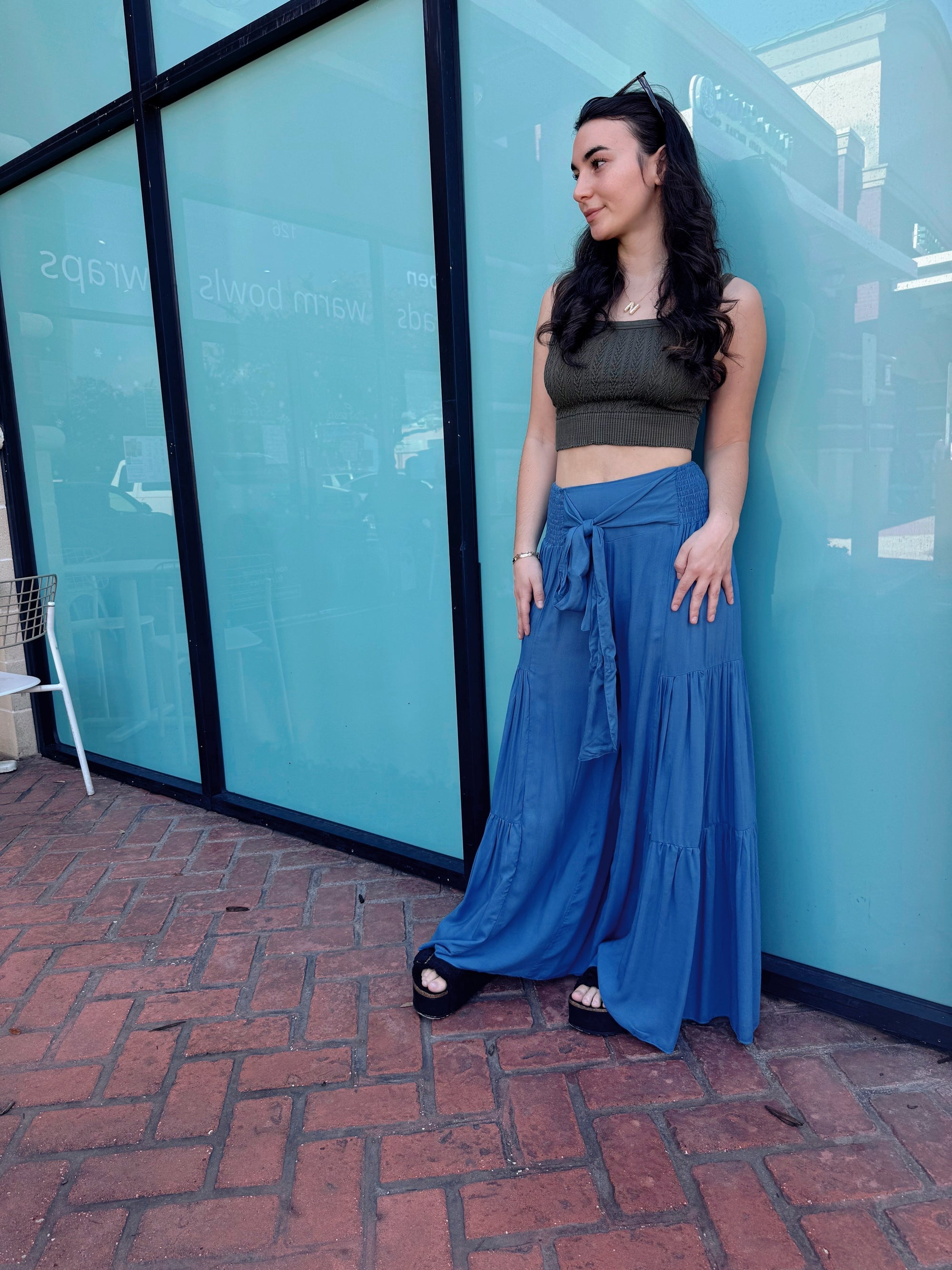 Front Tie Wide Leg Pants