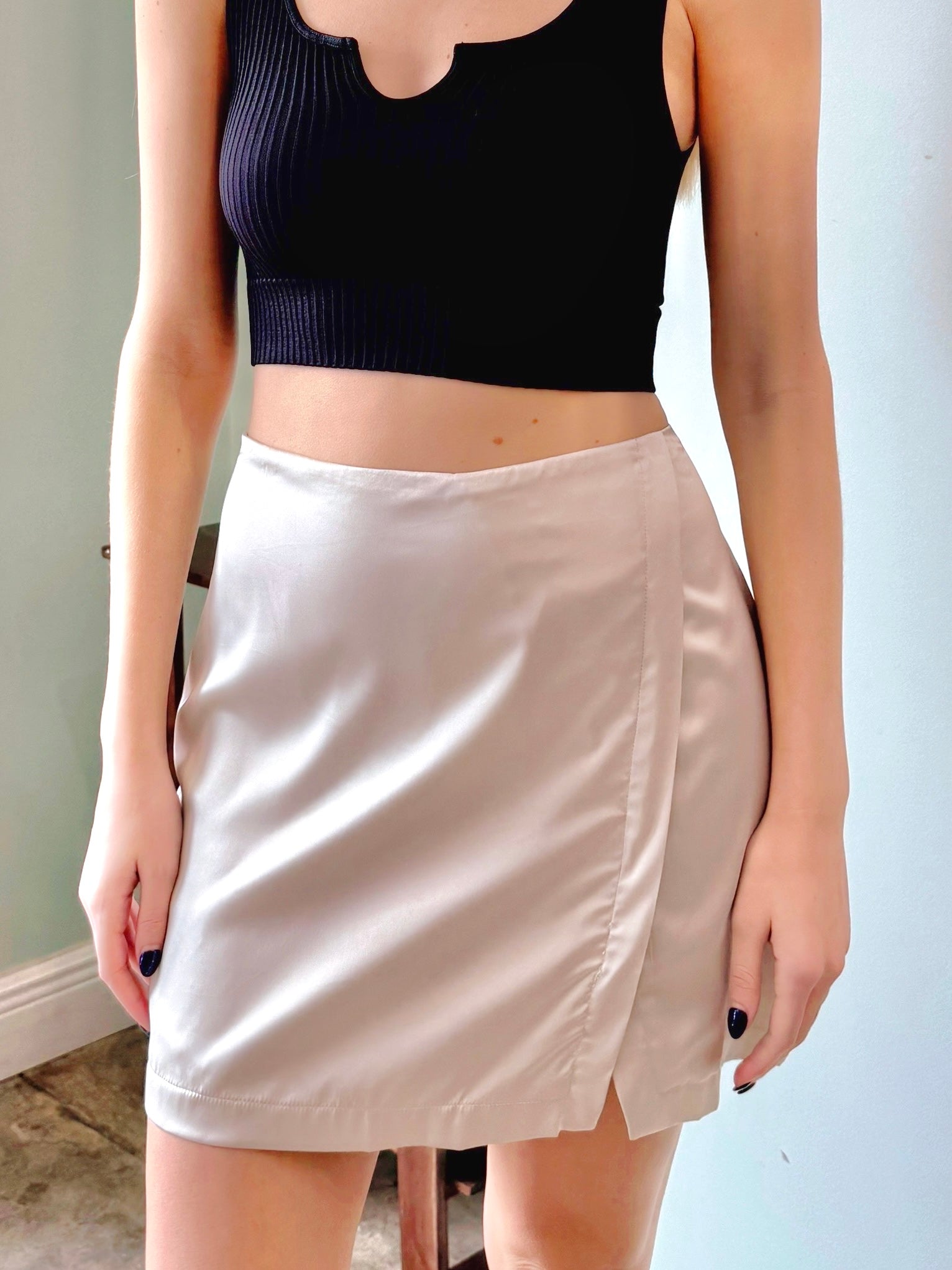 Lyle Wrapped Satin Skirt