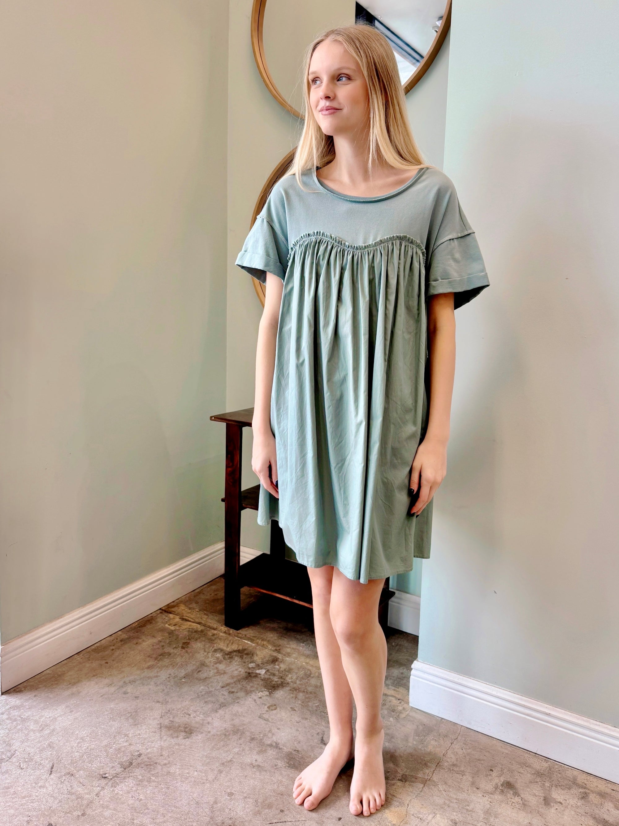 Flowy T Shirt Contrast Dress