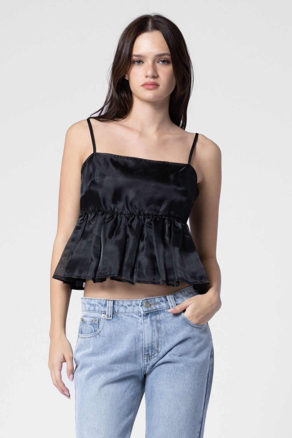 Ruffle Hem Organza Cami Top