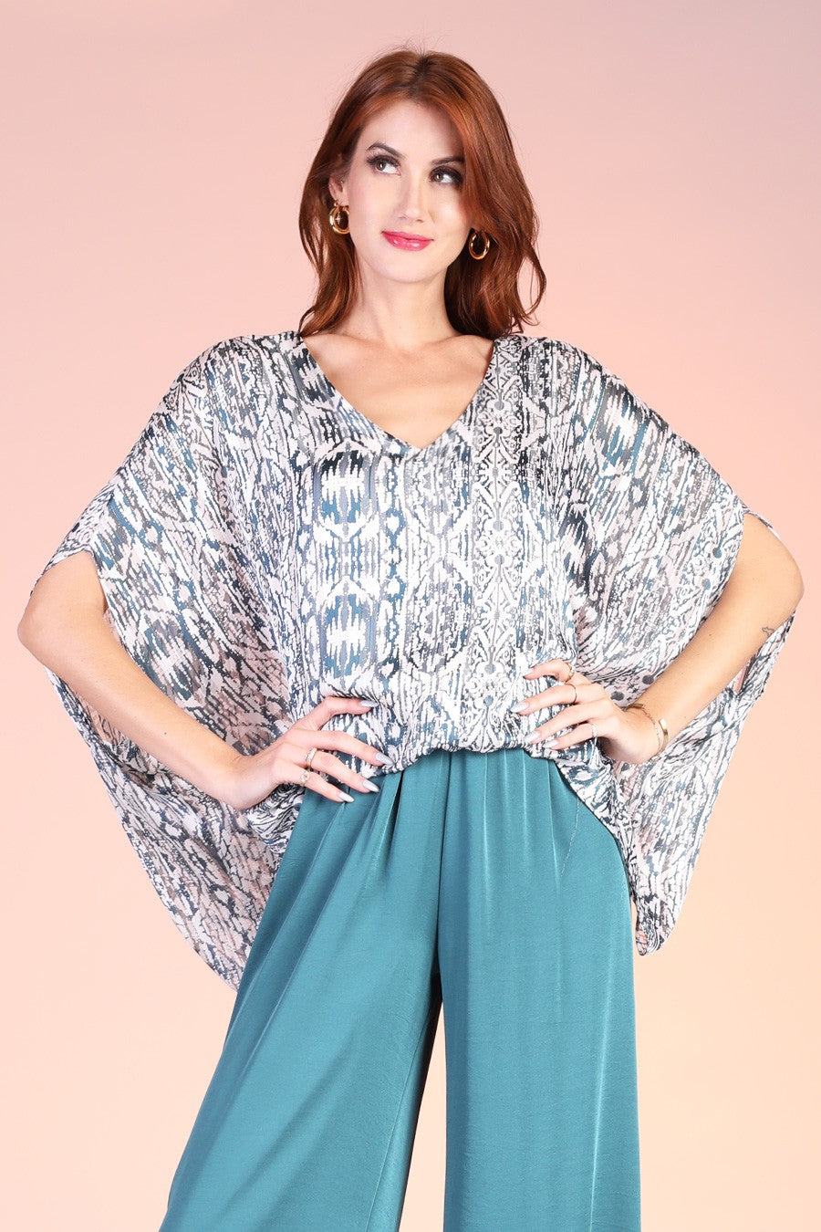 Bohemian Lurex Chiffon Cafton Top