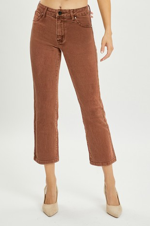 Mid Rise Crop Straight Pants