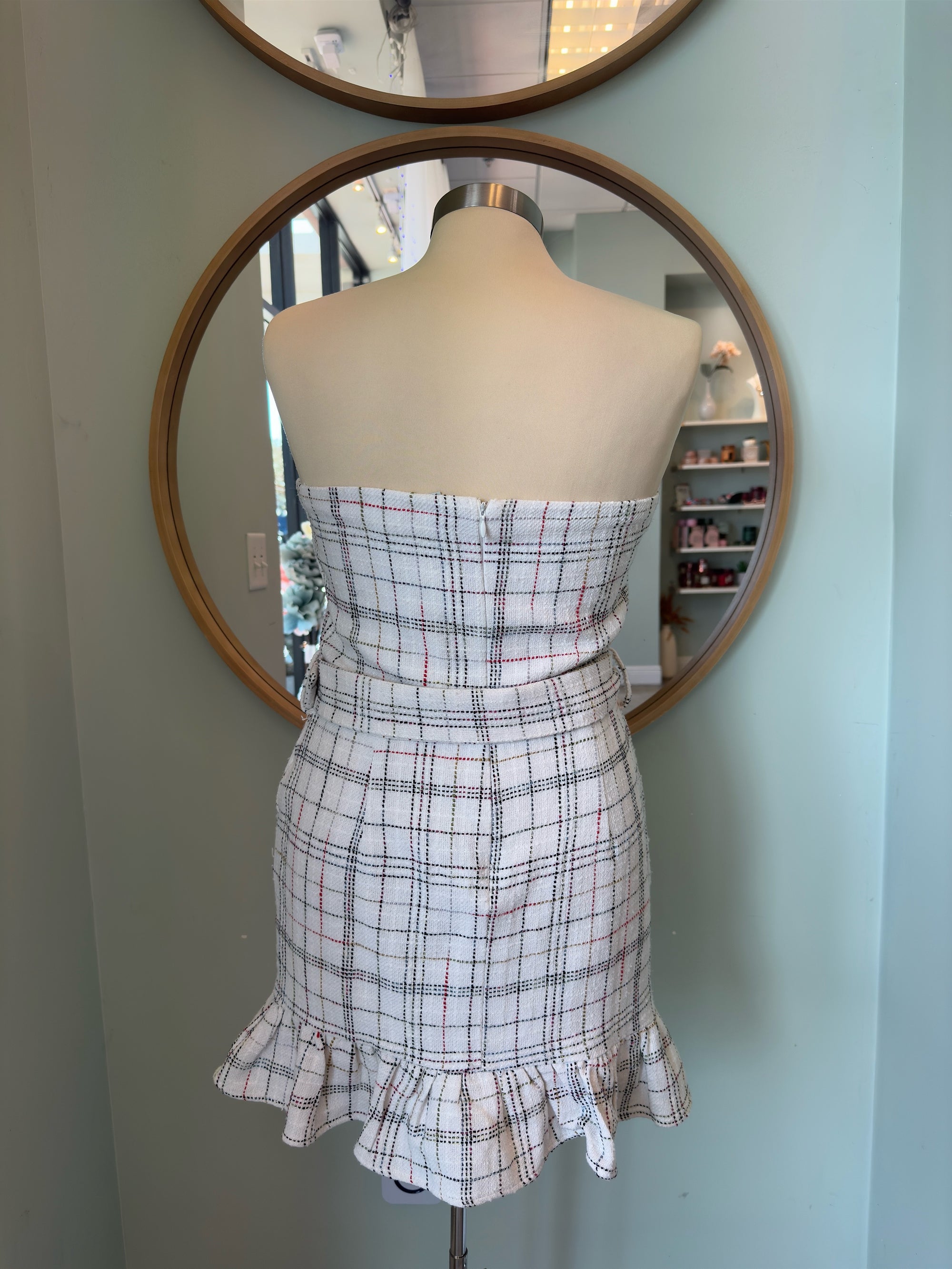 Gallant Strapless Tweed Mini Dress