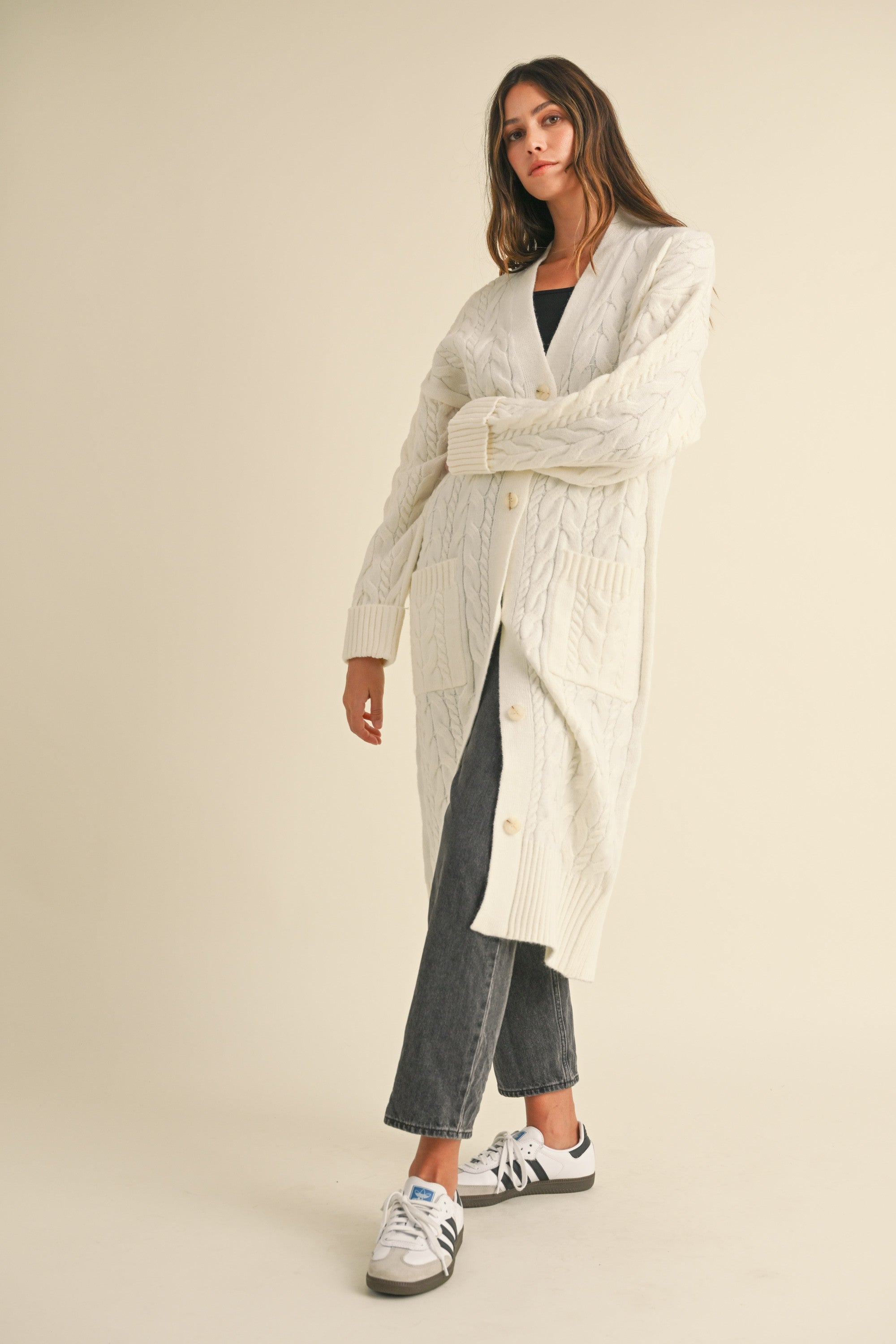 Cable Knit Long Cardigan