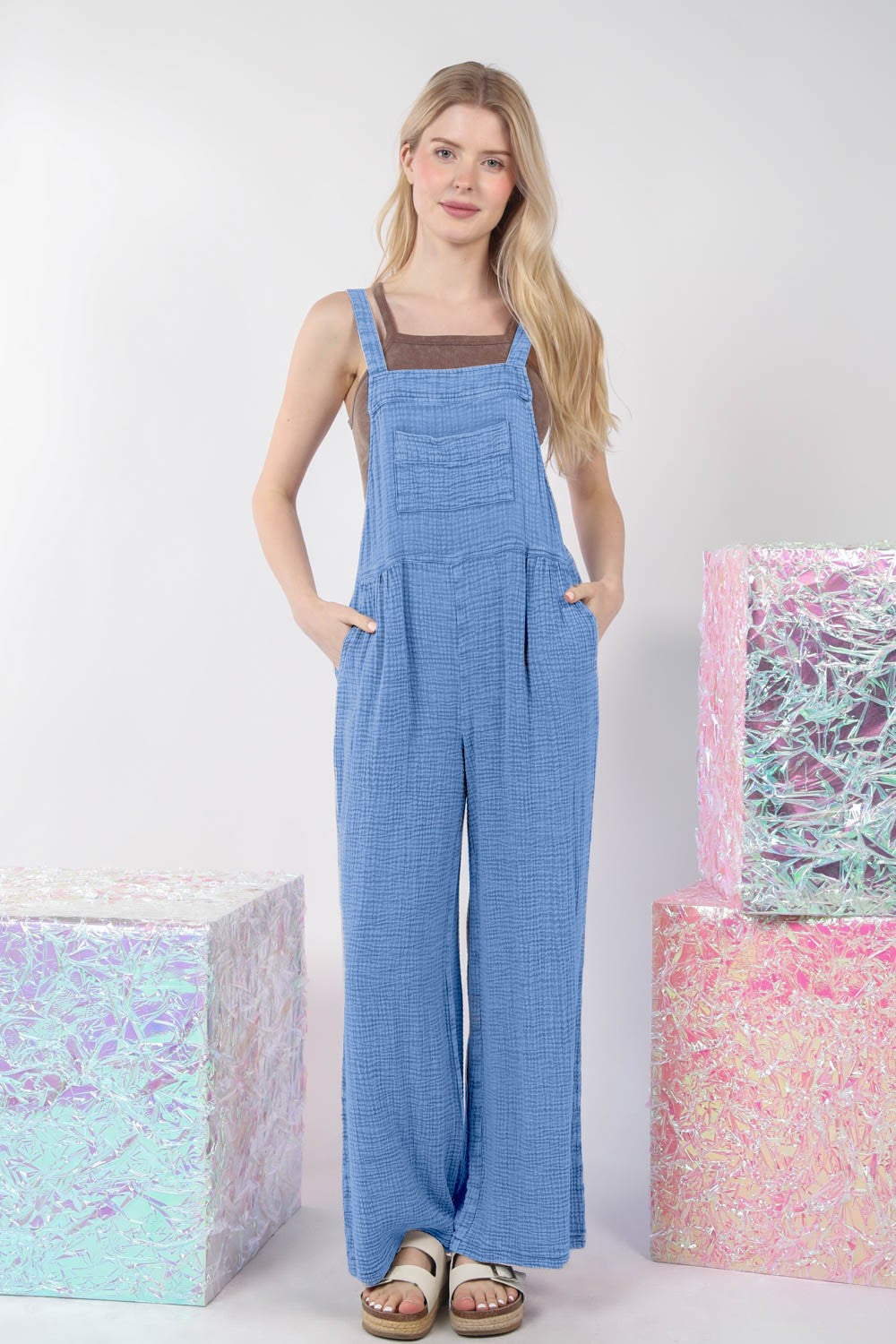 Washed Denimn Gauze Jumpsuit