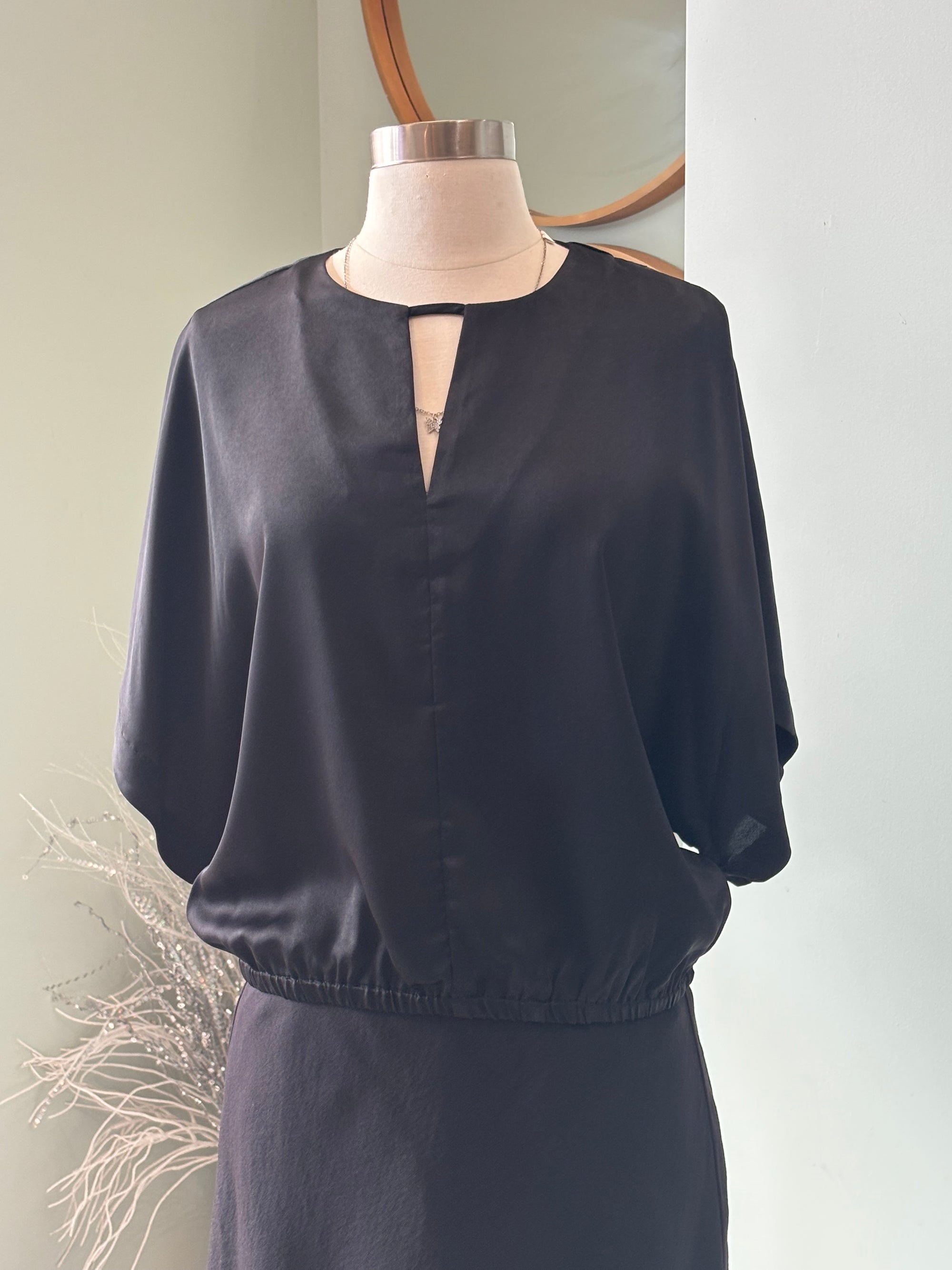 Keyhole Satin Blouse