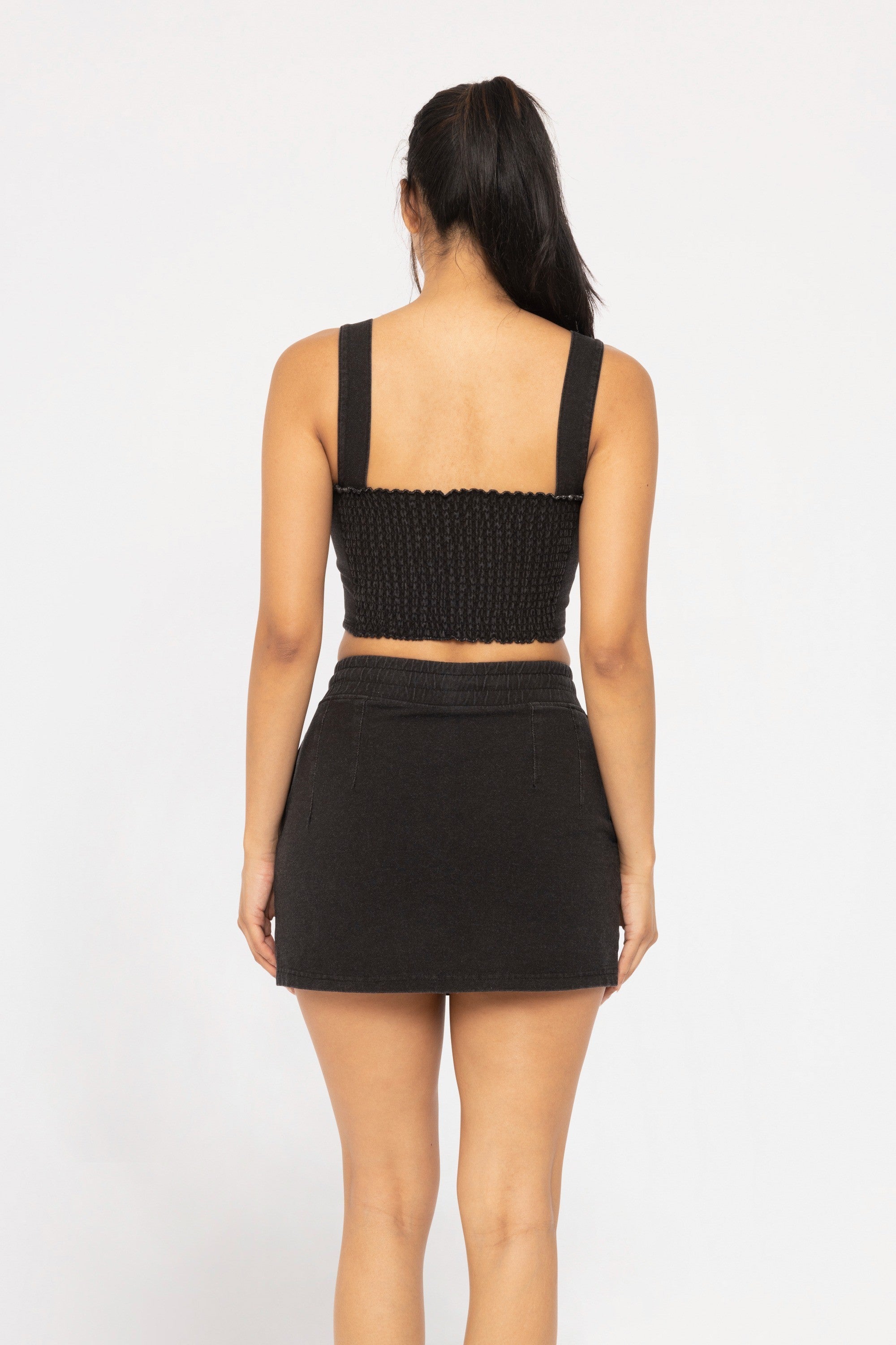 Cotton Blend Black Mini Skort