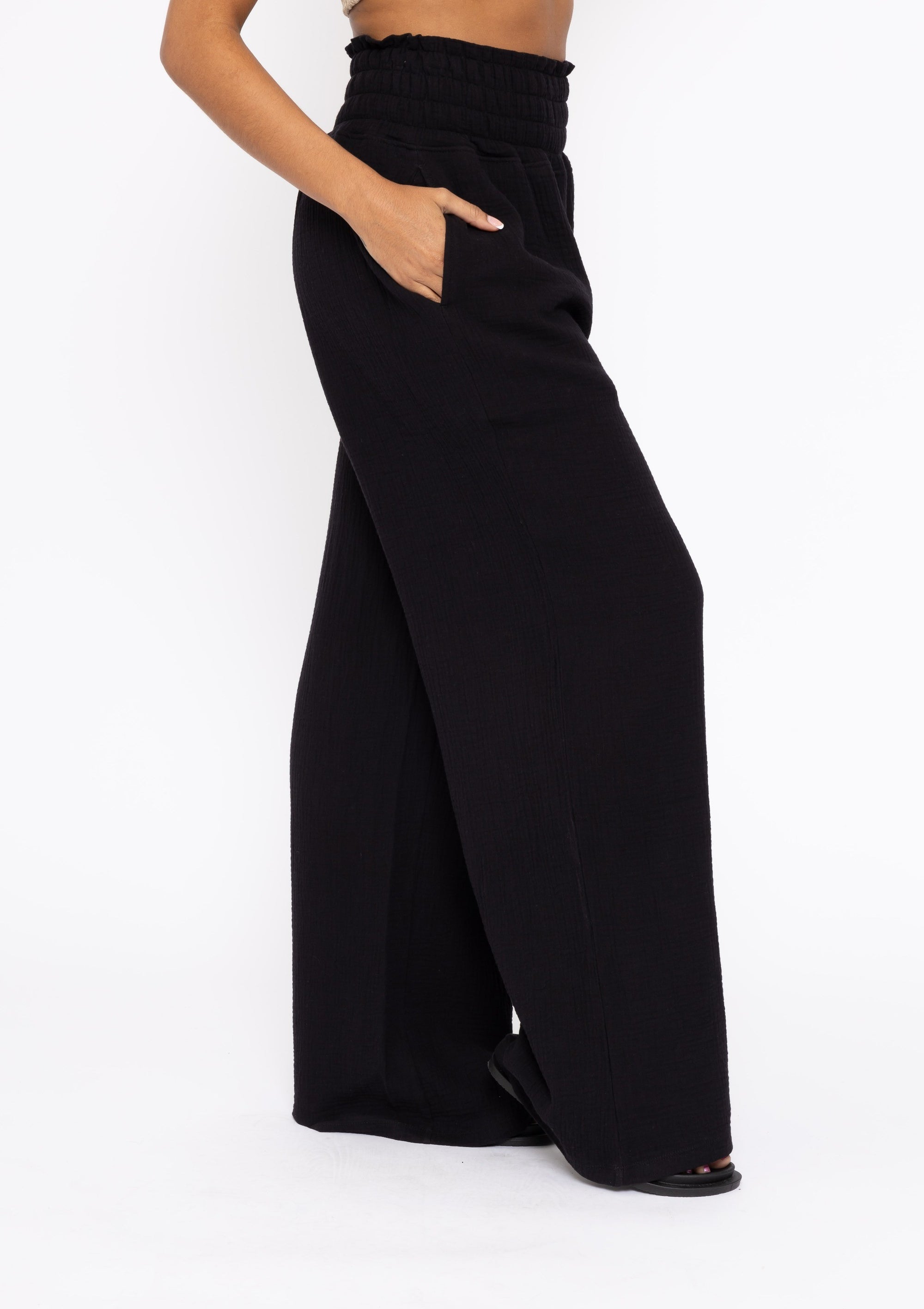 Cotton Gauze Wide Leg Pants