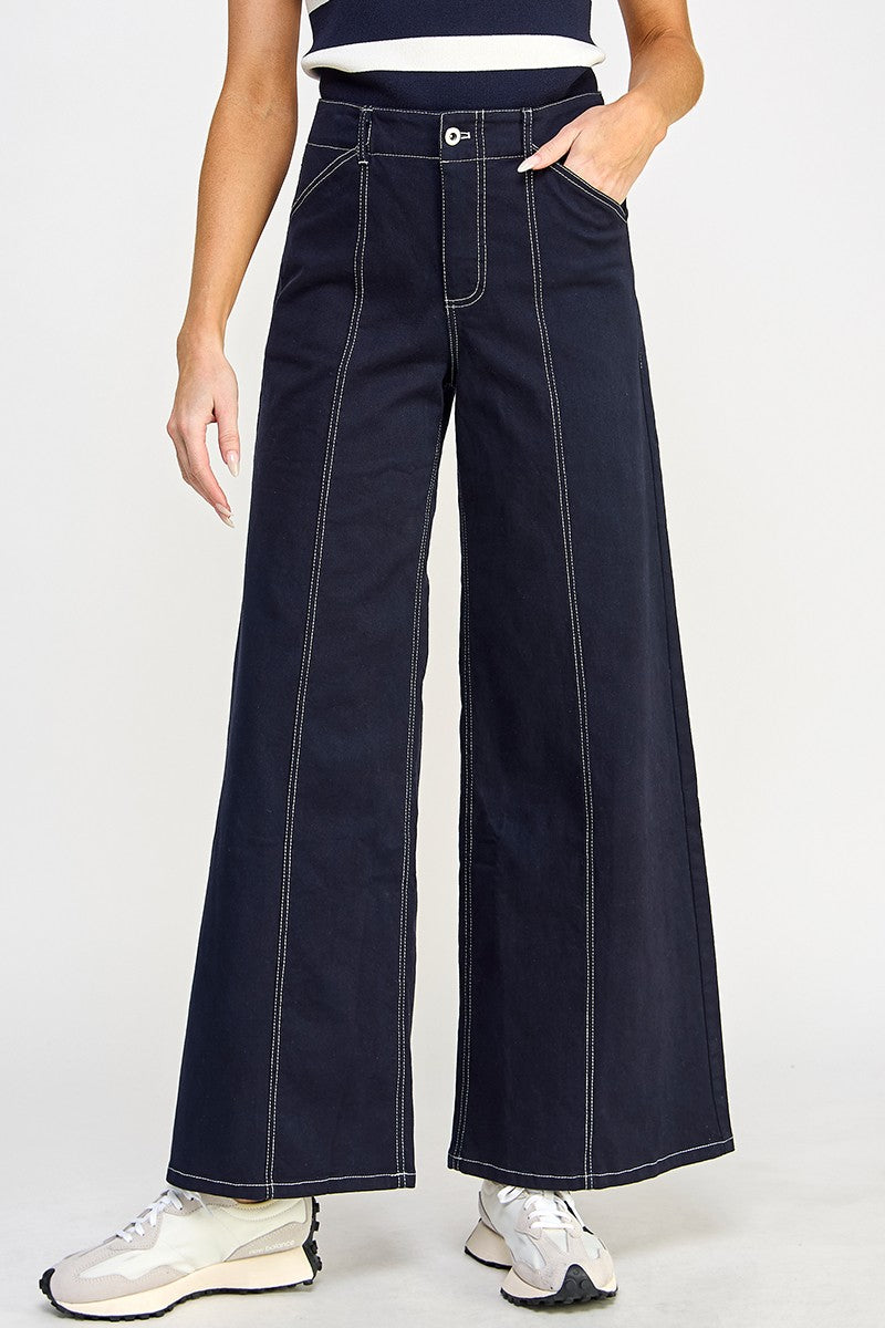 Clean Seamed High Rise Wide Leg