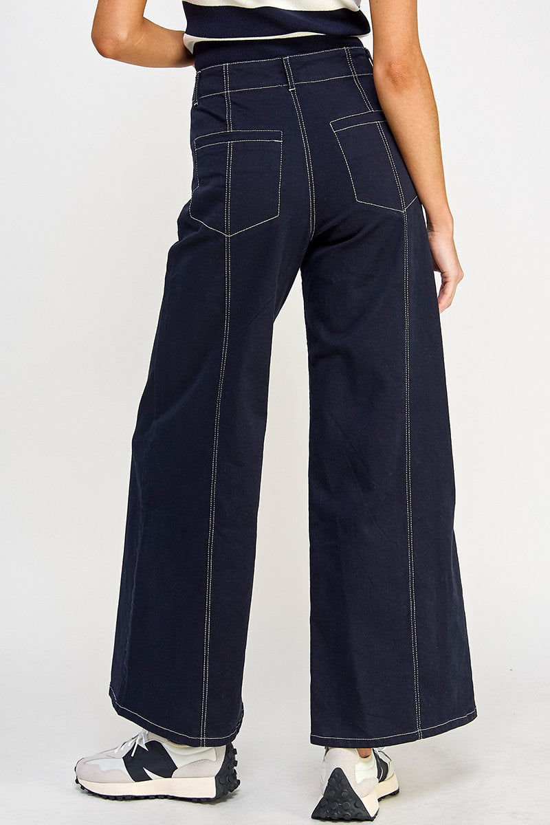 Clean Seamed High Rise Wide Leg