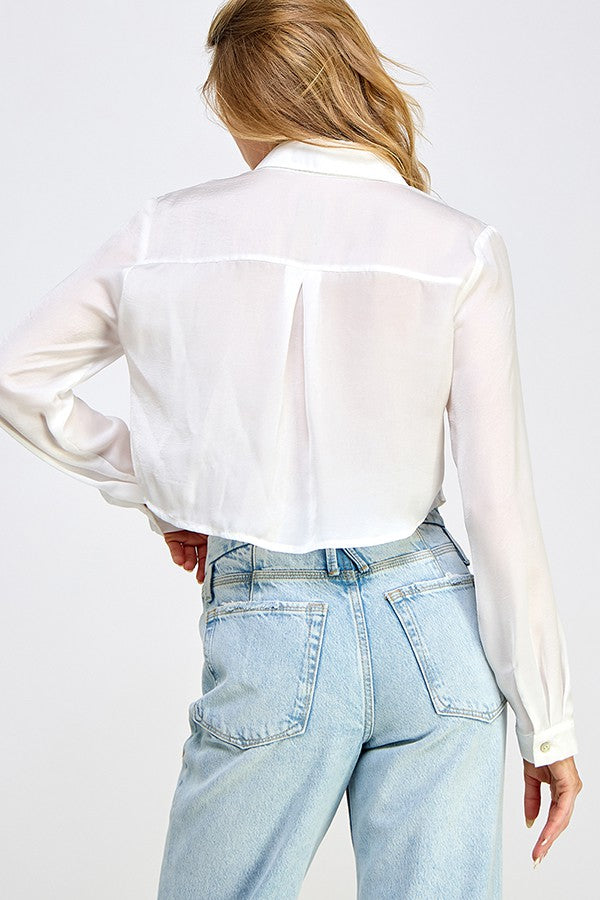 Satin Effect Cropped Shirt